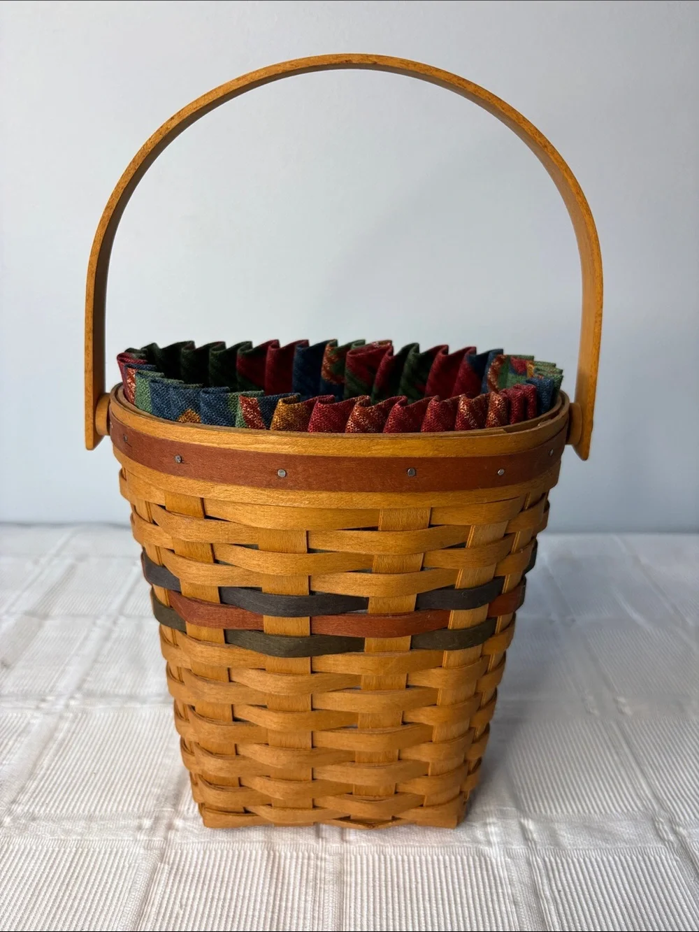 Vintage 1993 Longaberger Shades of Autumn Basket with Multicolor Accent Bands